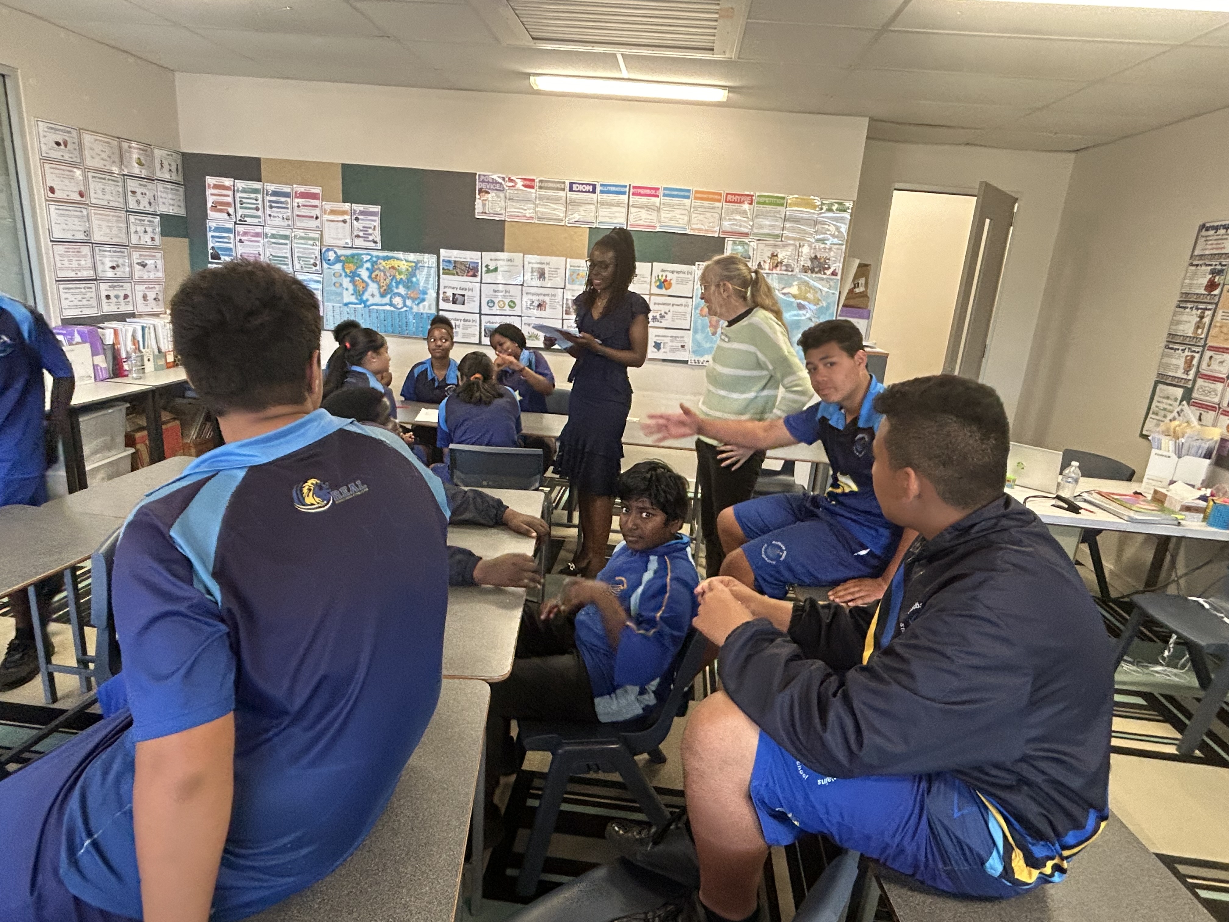 Students participating in a DiveInSTEAM school activity